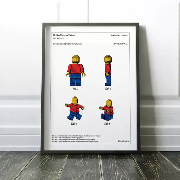 Exemple de décoration intérieure avec l'affiche brevet LEGO de Pitamoon – Inspiration déco créative