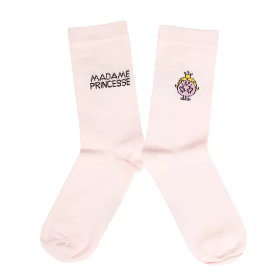 Chaussettes de qualité supérieure avec design Madame Princesse de la série Monsieur Madame, certifiées OEKO-Tex® - Disponible sur Pitamoon