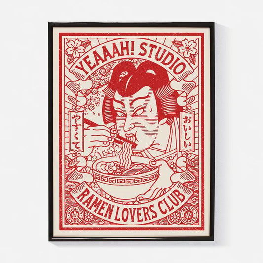 alt="Affiche Ramen Lovers Club sérigraphie ukiyo-e 30x40 cm