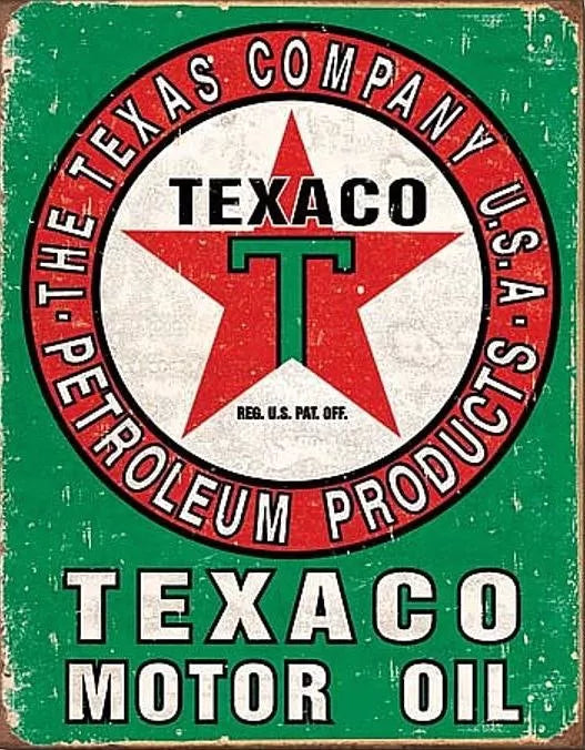 Plaque TEXACO Huile Moteur Vintage