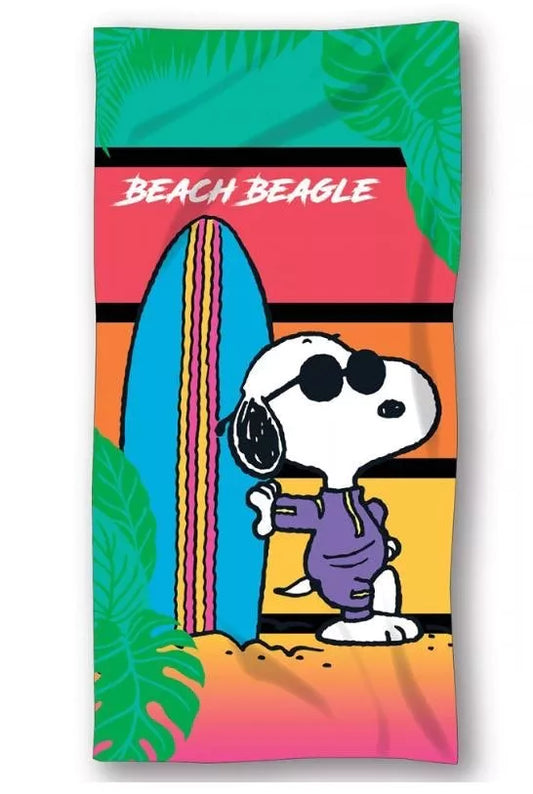 Drap de plage Snoopy Beach Beagle multifonctionnel, utilisable comme serviette de bain, drap de lit ou essuie-main, mesurant 70x140 cm, parfait pour les activités aquatiques et les moments de détente au soleil