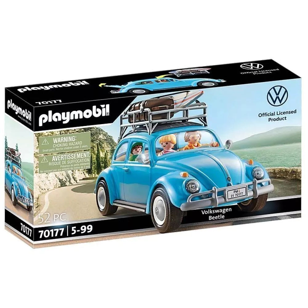 Emballage original du Playmobil Volkswagen Coccinelle, emballage bleu azur avec visuels du produit sur Pitamoon.