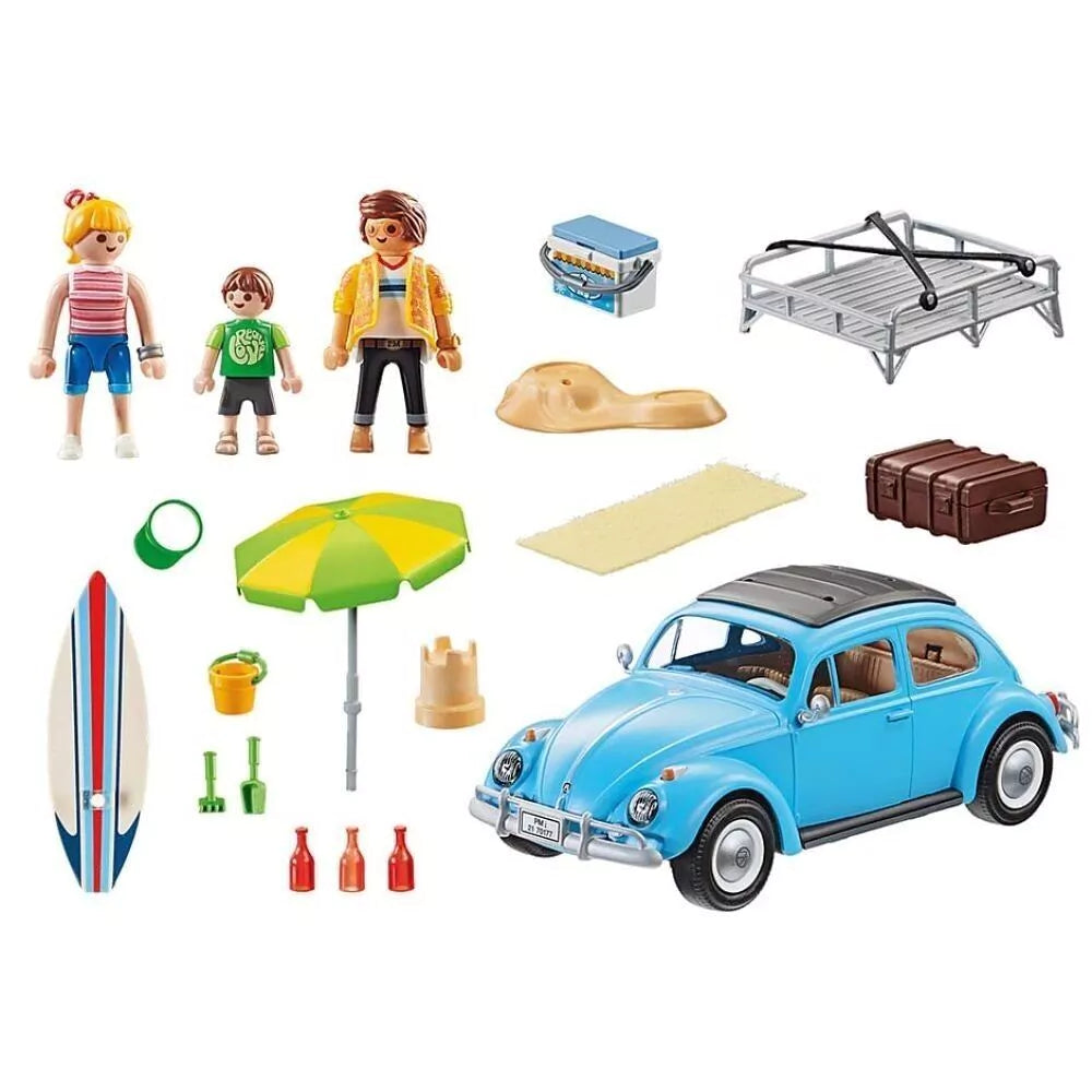 Playmobil Volkswagen Coccinelle 1960 en bleu azur avec accessoires et figurines sur Pitamoon