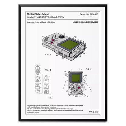 Affiche brevet originale Game Boy 30x40 cm - Décoration murale vintage pour gamers | Pitamoon